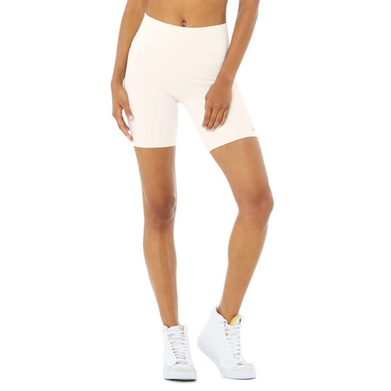 Bermudas Alo Yoga High-Cintura Ciclismo Corta Mujer Blancos | 1527WGQFY