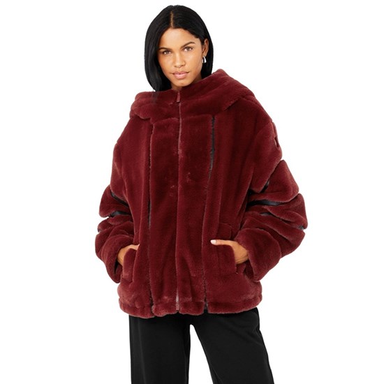 Chaquetas Alo Yoga Knock Out Faux Fur Mujer Rojos | 6820IUXWO