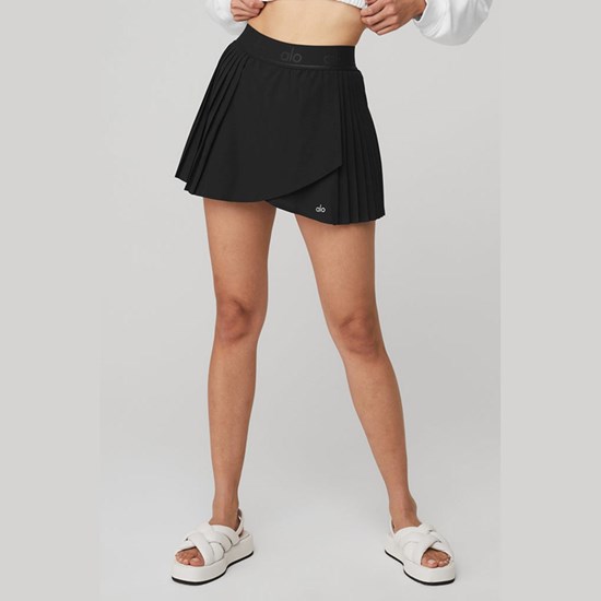 Falda Alo Yoga Aces Tenis Mujer Negros | 8563CSBEL