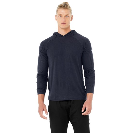 Hoodie Alo Yoga Core Encapuchado Runner Long Sleeve Hombre Azules | 3269WLPMC