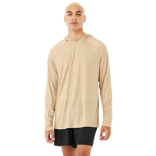 Hoodie Alo Yoga Core Encapuchado Runner Long Sleeve Hombre Beige | 5294TVOYG