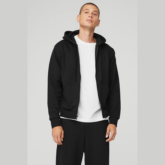 Hoodie Alo Yoga Everyday Full Zip Hombre Negros | 1376GFJRD