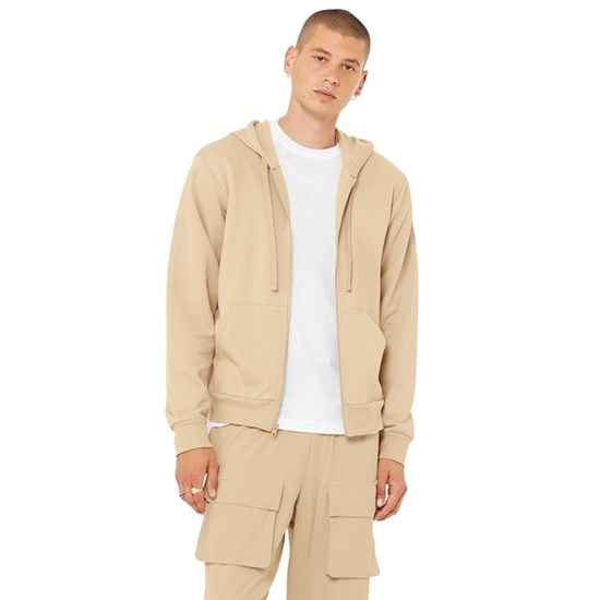 Hoodie Alo Yoga Everyday Full Zip Hombre Beige | 6190VFEWK