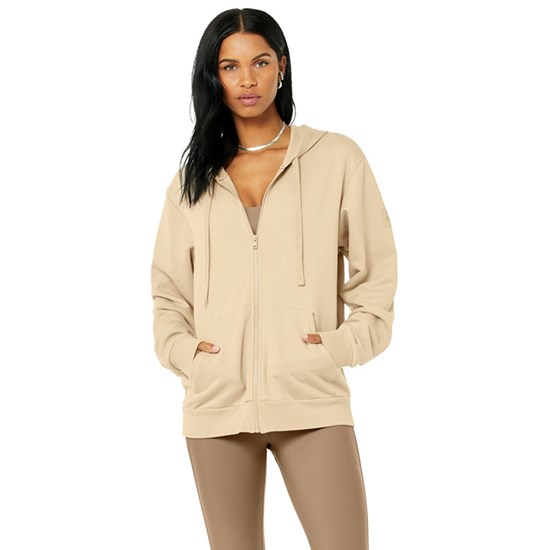 Hoodie Alo Yoga Everyday Full Zip Mujer Beige | 4039RWMDJ