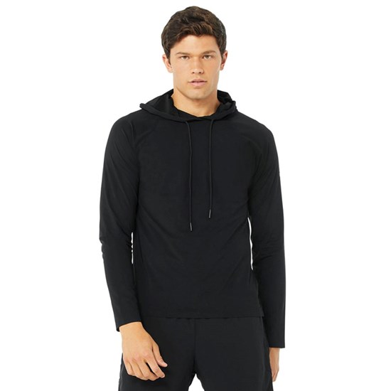 Hoodie Alo Yoga Idol Encapuchado Runner Hombre Negros | 3512JGUMV