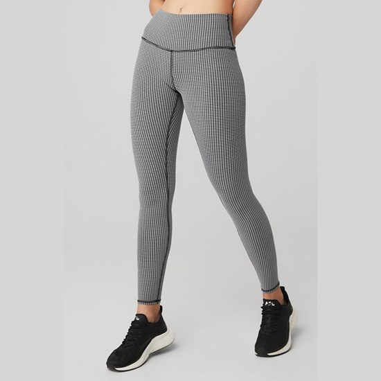 Leggins Alo Yoga High-Cintura Micro Houndstooth Mujer Negros | 0127PGZRV
