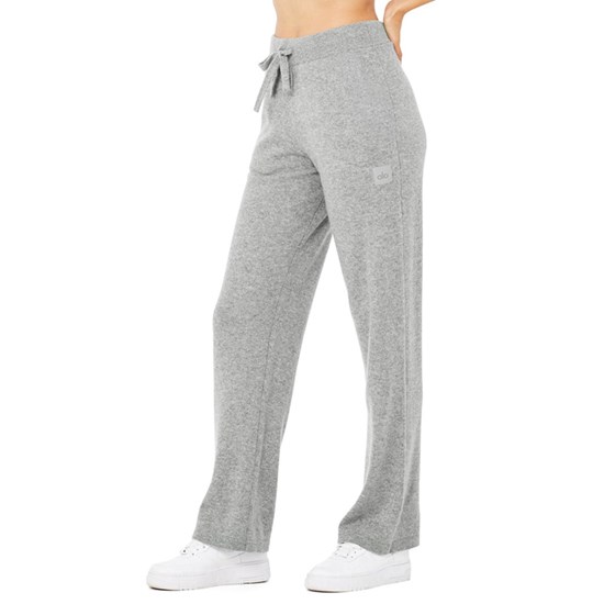 Pantalones Alo Yoga Cashmere High-Cintura Jet Set Anchos Leg Mujer Grises | 9854XCGVJ