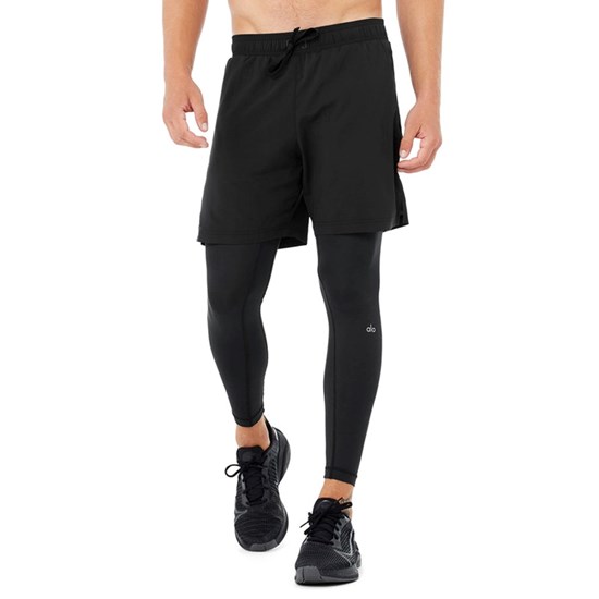 Pantalones Alo Yoga Estabilidade 2-In-1 Hombre Negros | 3892MNZJB