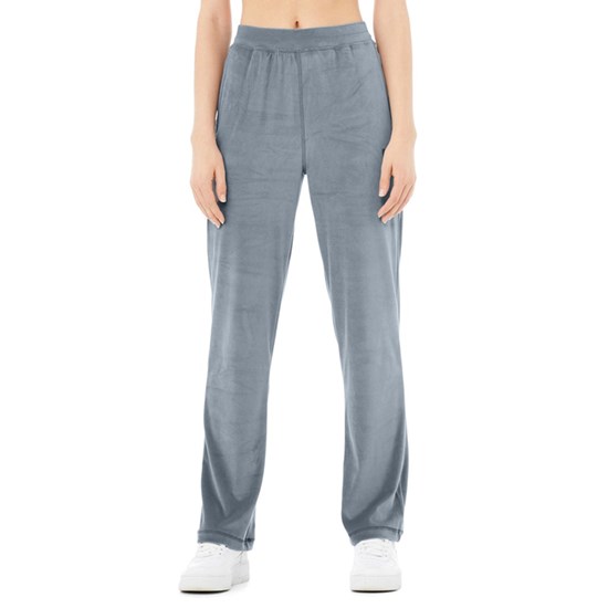 Pantalones Alo Yoga Velour High-Cintura Glimmer Anchos Leg Mujer Azules | 7028LMHRS