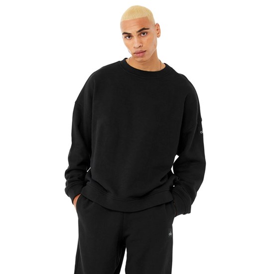 Pullover Alo Yoga Renown Crew Neck Long Sleeve Hombre Negros | 7354XSVRP