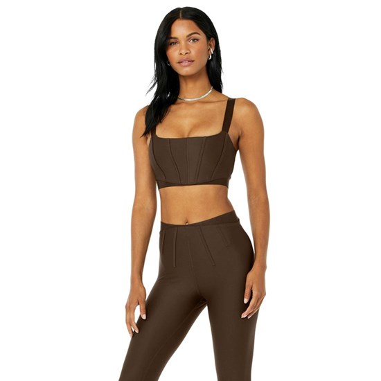Sujetadores Deportivos Alo Yoga Airlift Corset Mujer Marrom | 0721DHLAR