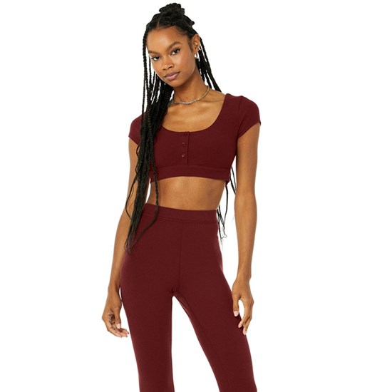 Sujetadores Deportivos Alo Yoga Blissful Henley Mujer Rojos | 3871RMTUV