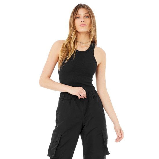 Tank Top Alo Yoga Ribbed Aspire Full Length Mujer Negros | 4527UPHIL