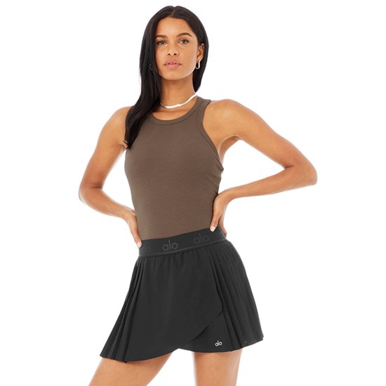 Tank Top Alo Yoga Ribbed Aspire Full Length Mujer Marrom | 8659EJOAY