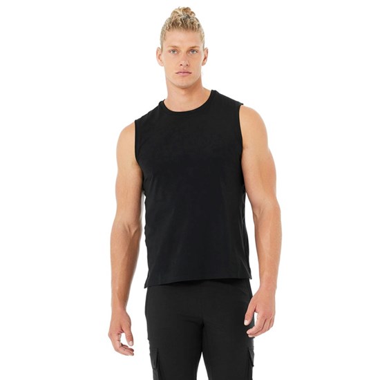 Tank Top Alo Yoga Triumph Muscle Hombre Negros | 8374BAZDQ